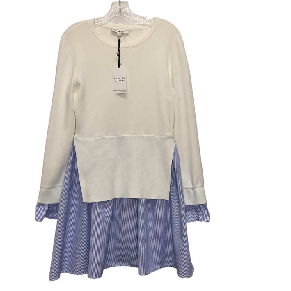 NWT English Factory Poplin Combo Knit Mixed Media Dress Sz M